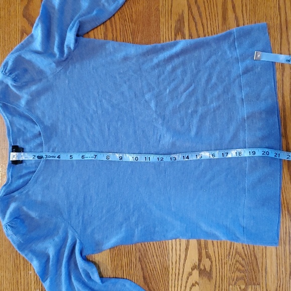 Talbots 100% Merino Puff Sleeve Sweater with Pearl Button Cuffs, Blue, Size SP - Picture 5 of 5